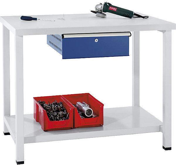 Actual product image Anke Compact workbench, WxD 1140 x 650 mm, 1 drawer, stationary, universal worktop. (114 cm, 65 cm)
