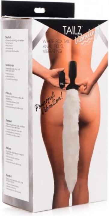 Actual product image Tailz Vibrating Anal Plug with Fox Tail White