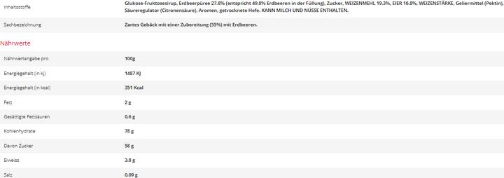 Nährwerte und Zutaten LU Lulu La Barquette (1 Stk., 120 g)