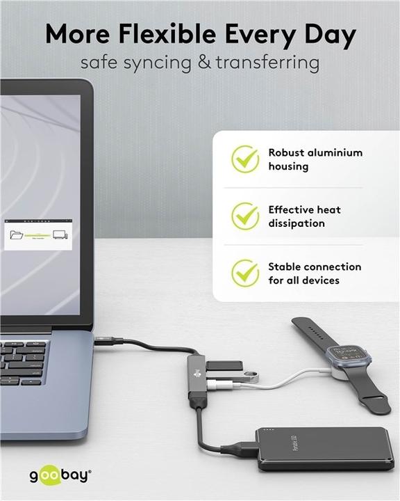 Produktbild Goobay Slim 4-Port USB-Hub, USB-C auf USB-C/USB-A, USB 3.2 (USB-C, 4 Ports)