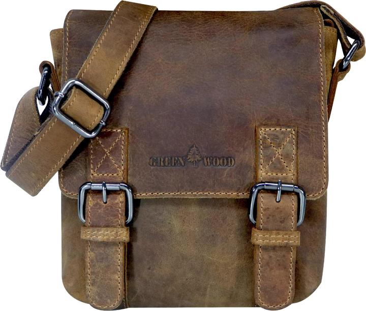 Greenwood Herrentasche Echtleder 9 Zoll Aden Vintage Look Camel No.2