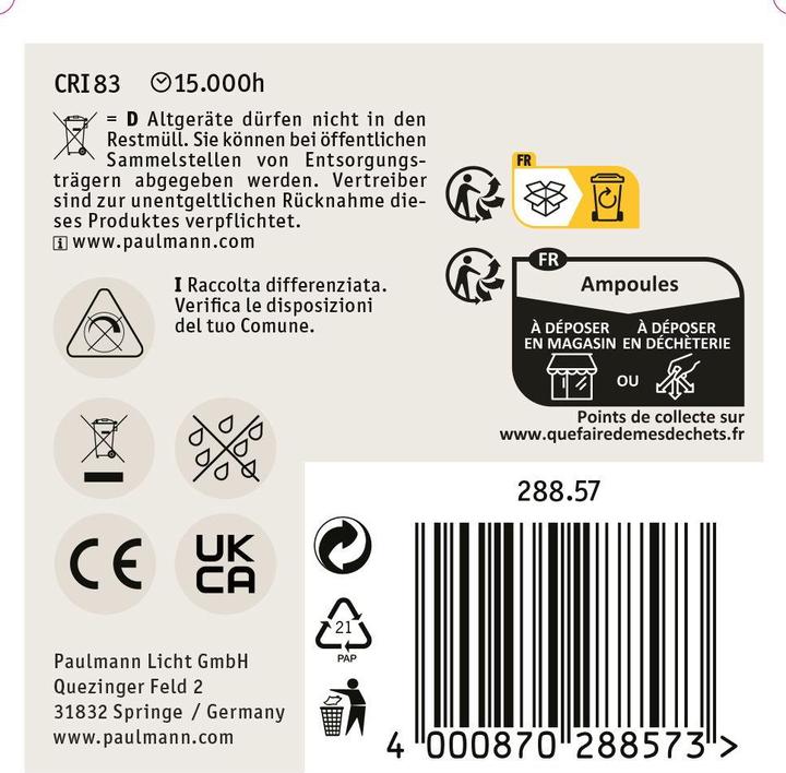 Productafbeelding Paulmann LED Druppel Filament Set van 2 E14 (E14, 2.70 W, 250 lm, 2 x, F)