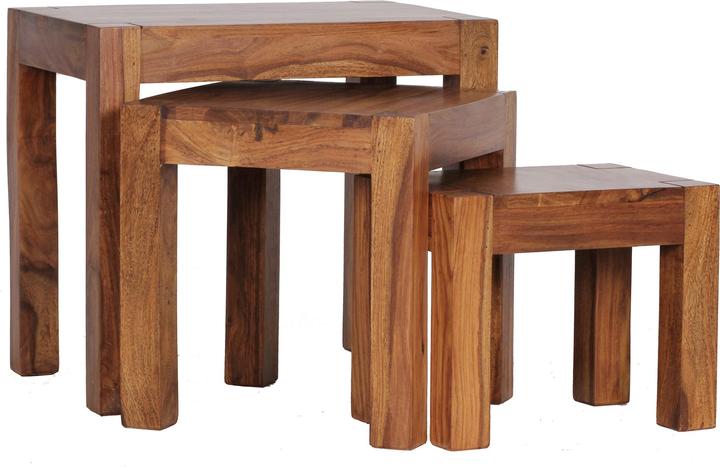 FineBuy Couchtisch 3er Set Braun (45 x 35 x 50 cm)