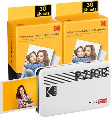 Actual product image Kodak MINI 2 RETRO P210RW60 PORTABLE INSTANT PHOTO PRINTER BUNDLE 2.1X3.4 WHITE (Colour)