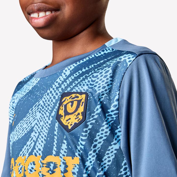 Produktbild Kipsta Kinder Fussball Trikot kurzarm - VIRALTO Kids Roarrr Cheetah blau/grau (5, 6)