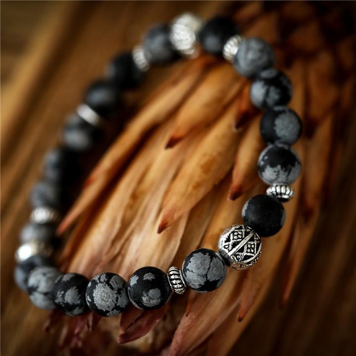 Produktbild Andreani Armband mit echtem Schneeflocken-Obsidian (80 cm, Metall)