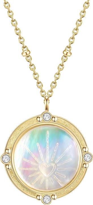 Actual product image Glanzstücke München Ladies sterling silver cubic zirconia mother-of-pearl yellow gold 43.0 cm base chain + 5.0 cm (Sterling Silver, 43 - 48 cm)
