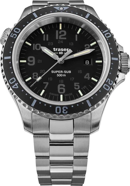 Produktbild Traser H3 109376 P67 T25 SuperSub Set Black 46 mm Taucheruhr 50ATM (Taucheruhr, 46 mm)