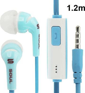 Actual product image Hermex FLAT Cable Stereo Bass In Ear Headphone Microphone + Gold Plated AUX Plug + ON OFF - Blue (Cable)