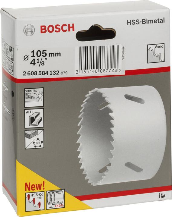 Produktbild Bosch Professional Zubehör Lochsäge HSS-Bimetall für Standardadapter, 105 mm, 4 1/8-Zoll (105 mm)