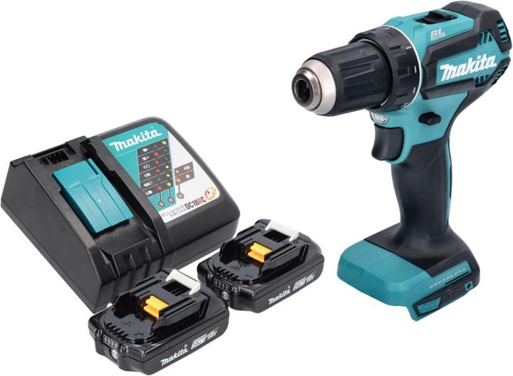 Actual product image Makita DDF 485 RA cordless drill driver 18 V 50 Nm Brushless + 2x battery 2.0 Ah + charger (Rechargeable battery operated)