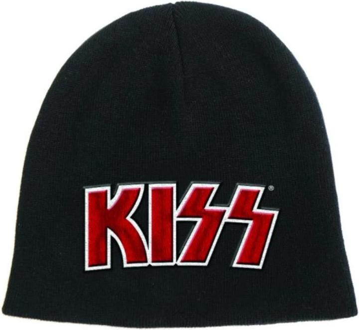 KISS Erwachsene Rot auf Weiss Logo Beanie (One Size)