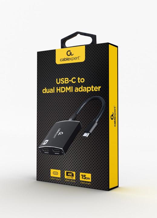 Image du produit Gembird Adaptateur USB-C vers double HDMI 4K (0.15 m, HDMI)