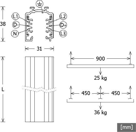 Produktbild LTS Licht. Stromschiene 3m weiss ST-A 30/9000A-3-STws