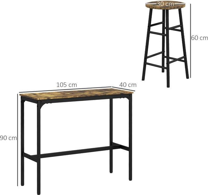 Produktbild Swisshandel24 Bartisch-Set, 3-teilig, Rustikal-Braun