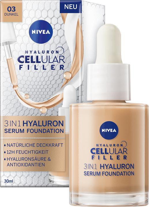 Actual product image NIVEA Hyaluron Cellular Filler 3in1 Serum Foundation Dark (30ml) (03 Dark)