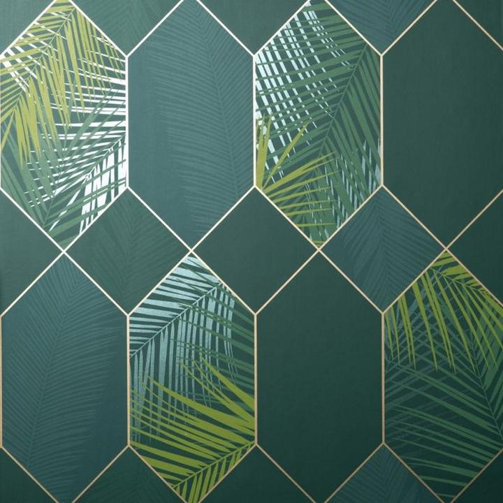 Fine Decor Carta da parati a foglie geometriche Miami (53 x 1000 cm)