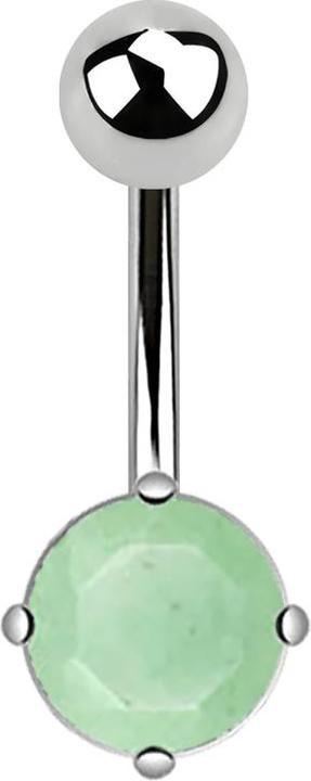 Produktbild Star Piercing Banane silber mit rundem Jade Stein (Mineralisch, ohne Messing, Chirurgenstahl 316L)