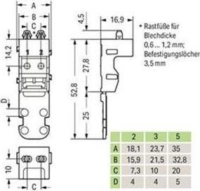 Produktbild Wago Befestigungsadapter - für 2-Draht-Anschlussklemmen - Serie 221 - 4 mm² - mit Rasterfuß für
