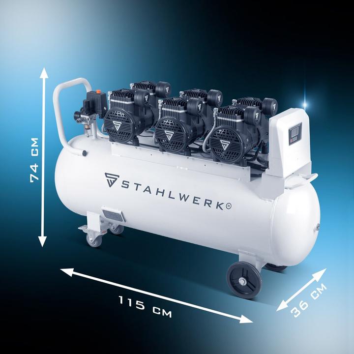 Immagine prodotto Stahlwerk Compressore ST-1010 Pro 10 bar, 6,5 hp, 4,8 kW, 630 l/min, serbatoio da 100 l (10 bar, 100 l)