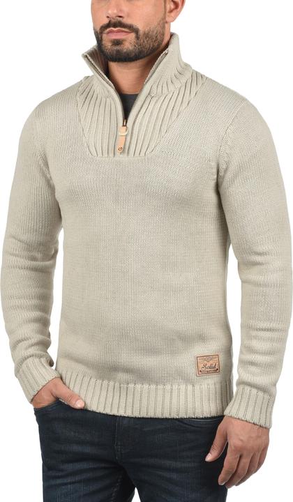 Image du produit Solid Petro Pull En Grosse Maille À Col Camionneur Pull-Over Pour Homme Avec Col Droit Avec Fermetur (XXL)