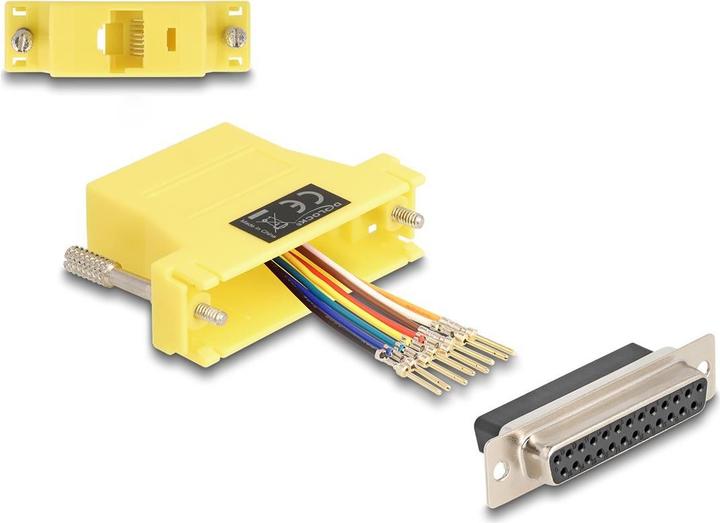 Image du produit Delock D-Sub 25 broches femelle vers RJ45 femelle Kit de montage jaune (0.06 m, VGA)