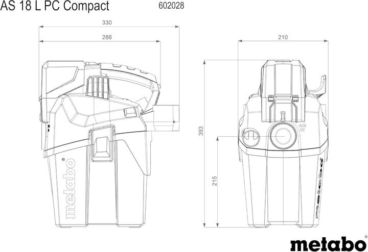 Nährwerte und Zutaten Metabo AS 18 L PC Compact (Nass-Trockensauger)