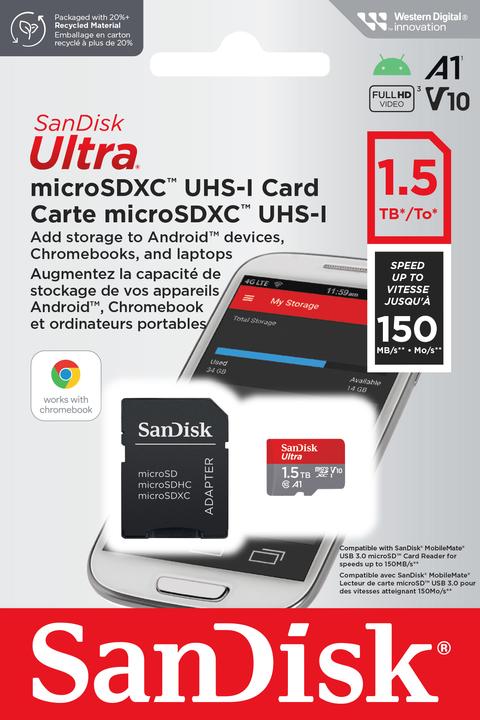 Image du produit SanDisk Ultra mit Adapter (1500 Go, microSDXC, U1, UHS-I)