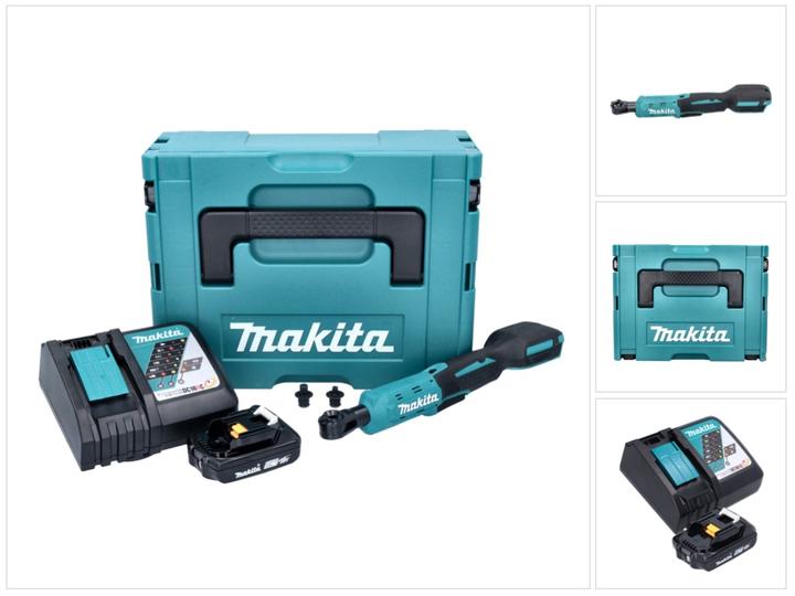 Actual product image Makita PWR 180 RA1J Battery ratchet screwdriver 18 V 47.5 Nm 1/4" 3/8" + 1x battery 2.0 Ah + charger + Mak (1/4")