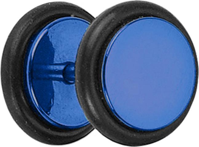 Star Piercing Fake Plug dunkelblau mit O-Ring (ohne Messing, Chirurgenstahl 316L)
