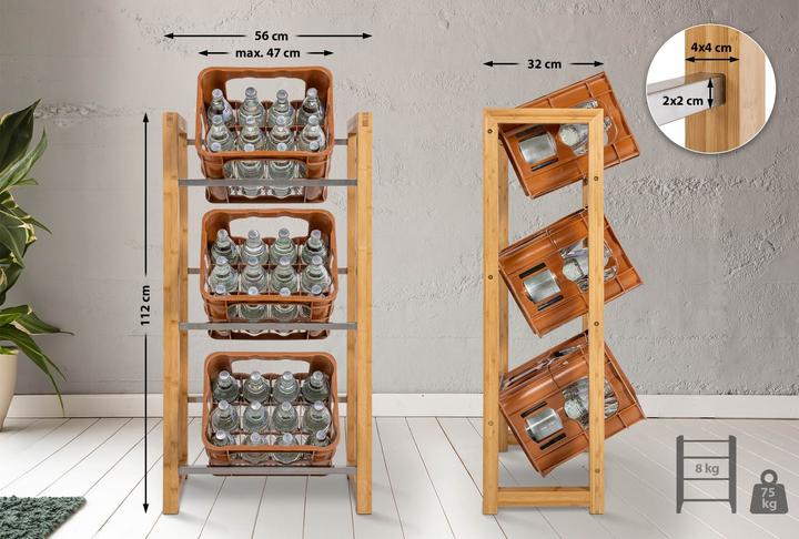 Actual product image CLP 3-seater drinks crate stand Robin, natura