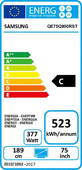 Etichetta energetica Samsung QE75Q900R (75", LCD, 8K, 2018)