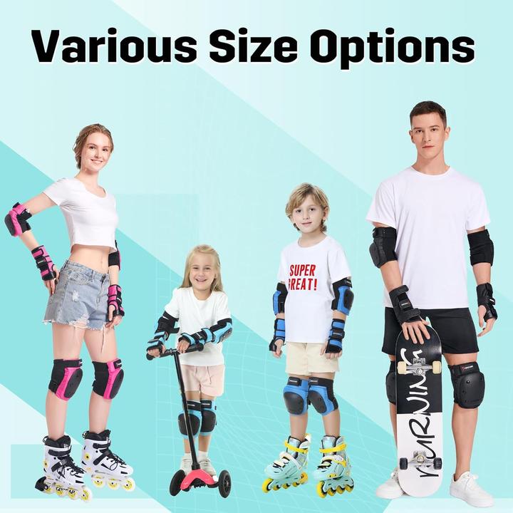 Actual product image Forzueby 6-teiliges Schutzausrüstungs-Set (M, Elbow protectors, Wrist protectors, Knee pad, 6 pieces)
