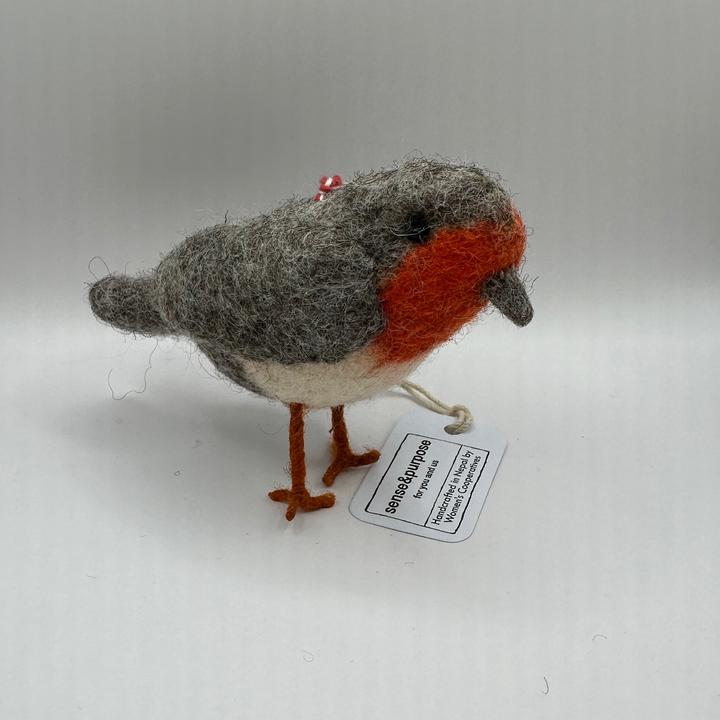 Immagine prodotto sense&purpose Uccello animale in feltro grigio rosso (11 x 8 cm)