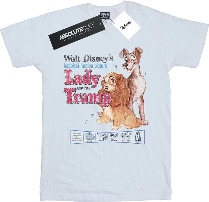 Actual product image Disney Womens/Ladies Lady And The Tramp Distressed Classic Poster Cotton Boyfriend T-Shirt (S)