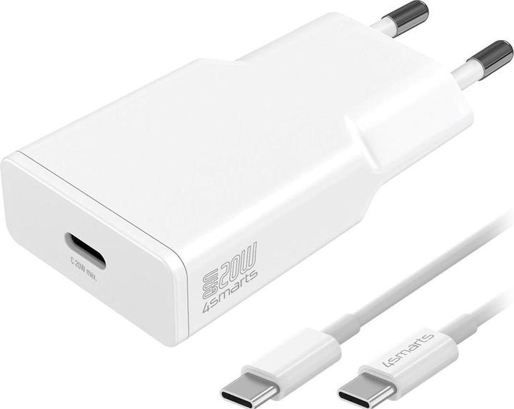 4smarts Chargeur secteur PDPlug Slim 20W GaN 1C et câble USB-C 1,5m blanc (20 W)