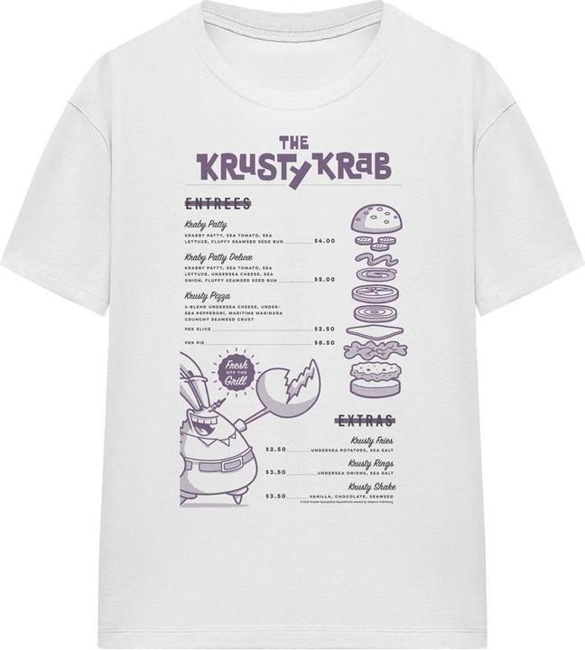 Immagine prodotto Spongebob Squarepants Krusty Krab Menu Maglietta Adulto Unisex (S)