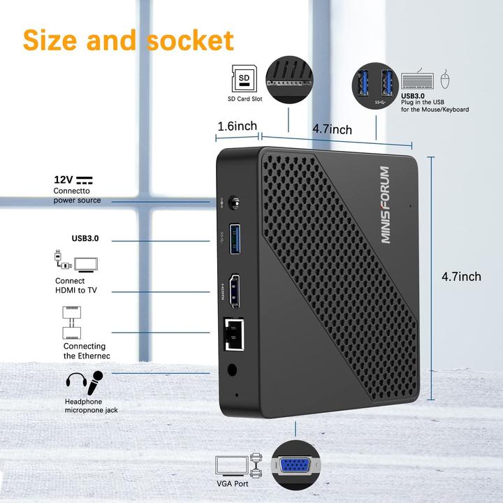 Immagine prodotto Minisforum Mini PC (Celeron N4020, 4+64GB) (Intel Celeron N4020, 4 GB, 64 GB, UHD Graphics 600)