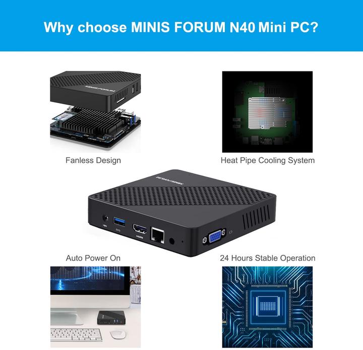 Actual product image Minisforum Mini PC N40 (Celeron N4020, 4+64GB)