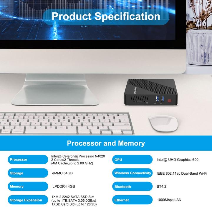 Actual product image Minisforum Mini PC N40 (Celeron N4020, 4+64GB)