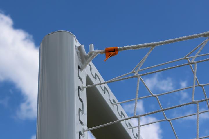 Actual product image Sport-Thieme Stadium large field goal 7,32x2,44m, White, free standing, with free net suspension and SimplyFix
