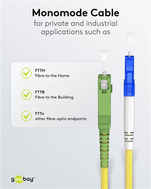 Produktbild Goobay Glasfaserkabel FTTH, Singlemode OS2 Yellow, Gelb Simplex, 5 m (S/UTP, 5 m)
