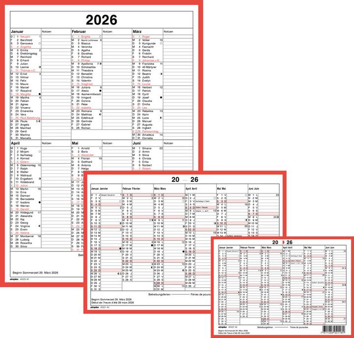 Produktbild Simplex Tafelkalender (A5, Kein Einband, Französisch, Deutsch)