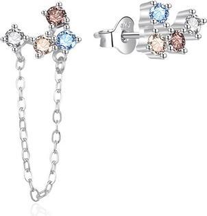 Actual product image Agato - Asymmetric silver earrings with zircons AGT-E106PC