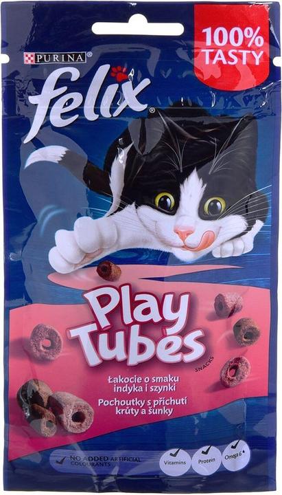 Felix Play Tubes Tacchino Prosciutto - Cibo secco per gatti - 50 g (Senior, 1 pz., 50 g)