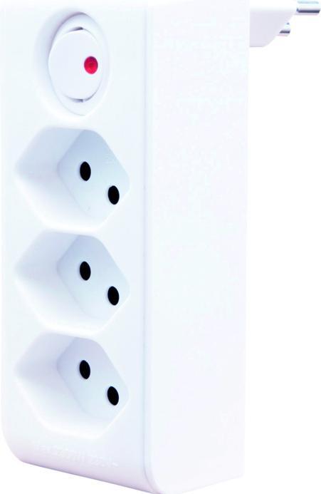 Brennenstuhl cleverLINE Abzweigstecker 3-fach weiss mit Schalter, drehbar bis 300° (mit Aufhänger) *CH* (Typ 13, 3 x)