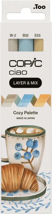 Cozy Palette. B-32 Pale Blue, E-53 Raw Silk, W-2 Warm Gra