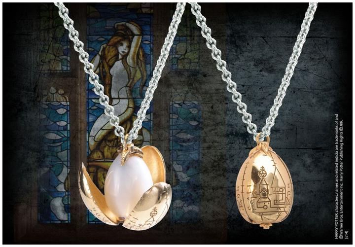 Noble Collection Harry Potter Anhaenger mit Kette Das Goldene Ei (24 Karat vergoldete Bluetenblaetter)