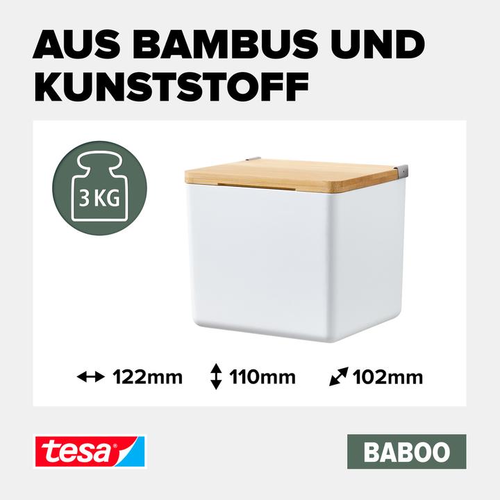 Produktbild tesa BABOO Aufbewahrungsbox mit Deckel, klein inkl. Klebelösung ohne Bohren