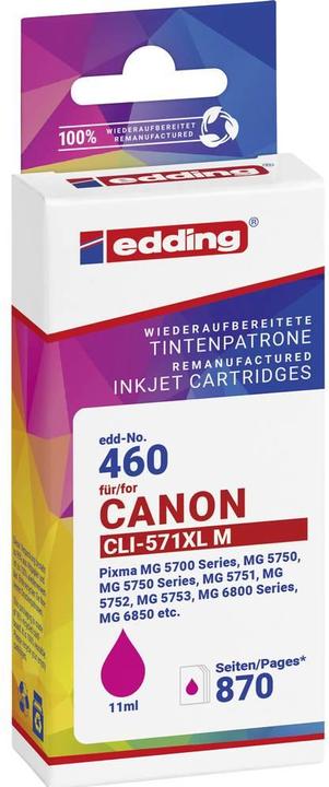 Image du produit Edding Cartouche Remplace Canon CLI-571XL Compatible Magenta EDD-460 18-46 (M)